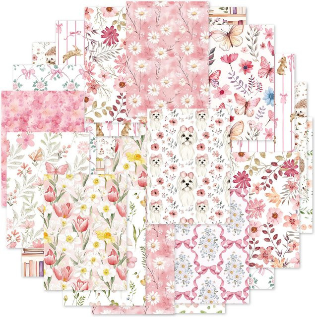 Etori Life Pink Mist Floral Healing Series Aquarell-Blumen- und Welpen-Aufkleber in Pink und Multicolour für deine DIY-Dekoration - Bild 1
