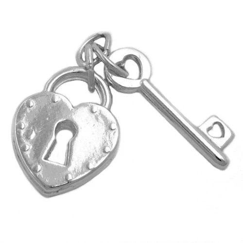 Colfem Anhänger Herz-Schloss mit Schlüssel, 925 Silber, Unisex - Bild 1
