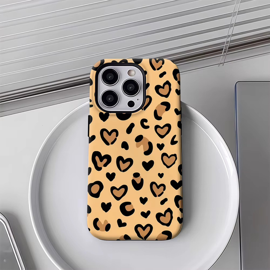 Potdemiel Handyhülle Leopardenherzen Doppelschichtige Rückabdeckung für iPhone 17 16 15 14 13 12 11 Pro Max Plus in Multicolour - Bild 4