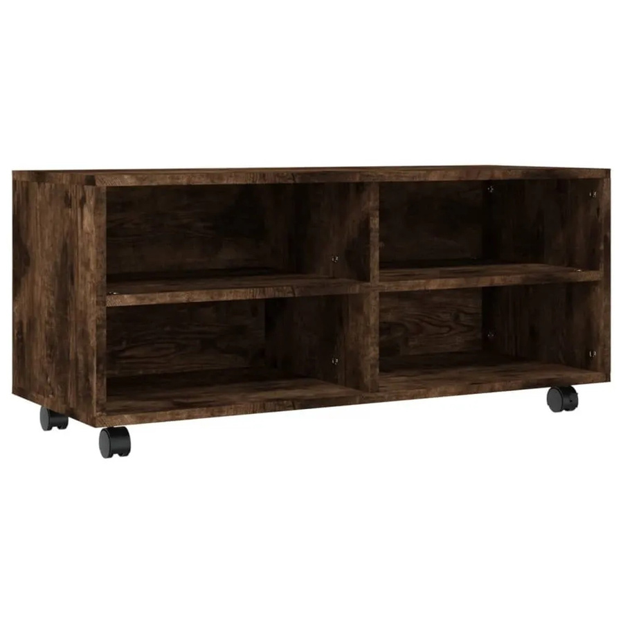 vidaXL TV-Schrank mit Rollen aus Holzwerkstoff in Räuchereiche, B/T/H: 90 x 35 x 35 cm - Bild 2