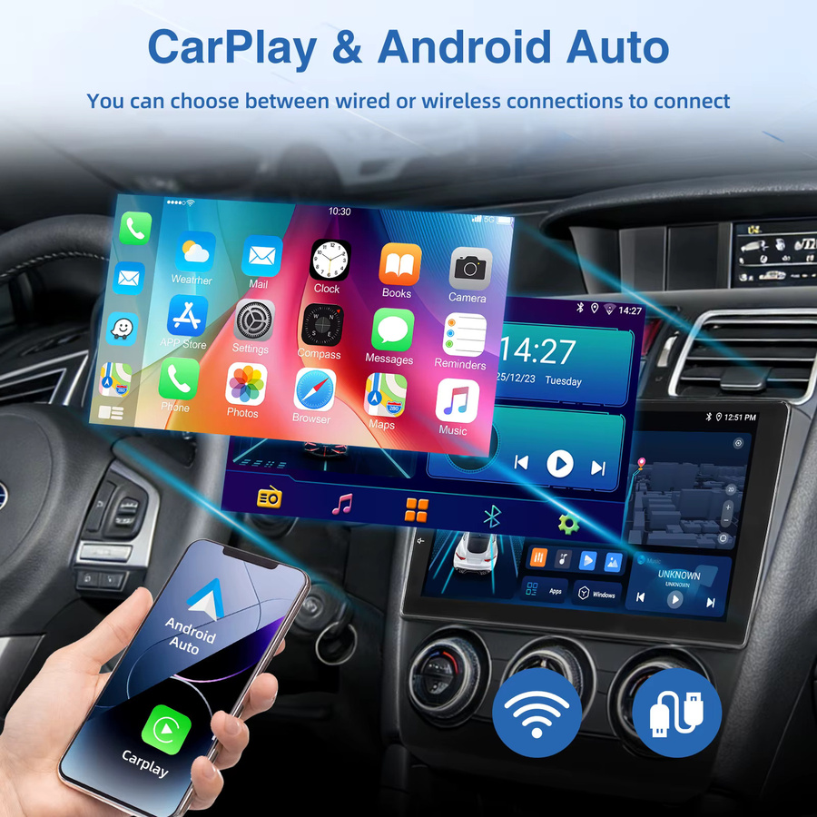 Mopect Android 15 Auto Multimedia-Stereo-Player mit CarPlay, GPS und WLAN für Subaru Forester 4 SJ XV WRX, Schwarz - Bild 4