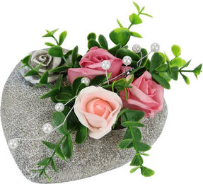 Grabgesteck Rosenherz als Grabschmuck in Rosa und Mehrfarbig auf Stein - Bild 1