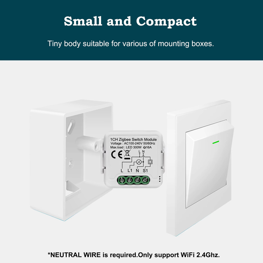 GIRIER Tuya Smart ZigBee 3.0 Schaltmodul 16A DIY Universalrelais in Weiß mit 2-Wege-Steuerung und Alexa-Kompatibilität für deine Heimautomatisierung - Bild 4