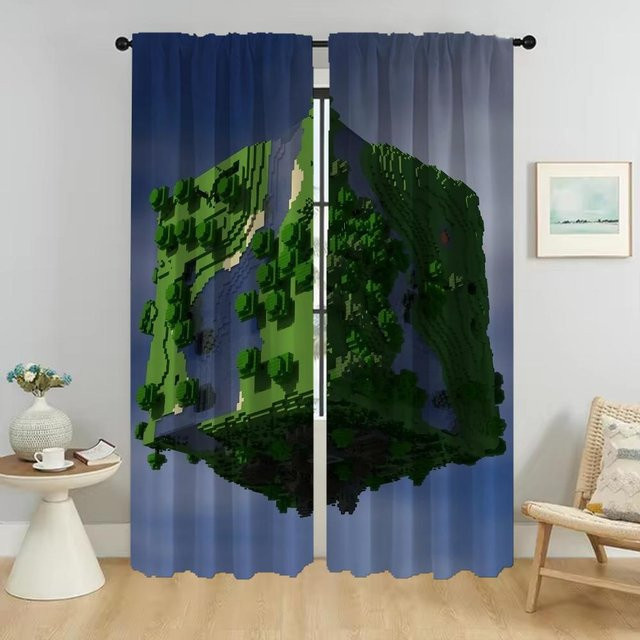 Minecraft Verdunkelungsvorhang für dein Zimmer, 2 Paneele, Blau, B: 132 cm, H: 160 cm - Bild 1