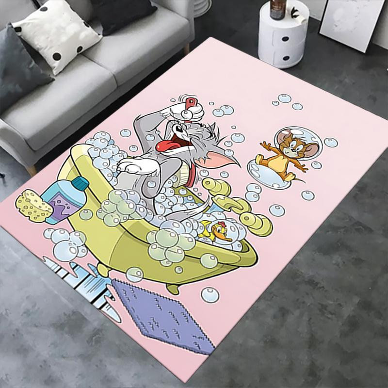 Yun Heng Three Bürostuhlmatte mit Tom & Jerry Cartoon-Design, rutschfest und waschbar, Polyester, B/T: 90 x 60 cm, Mehrfarbig - Bild 2