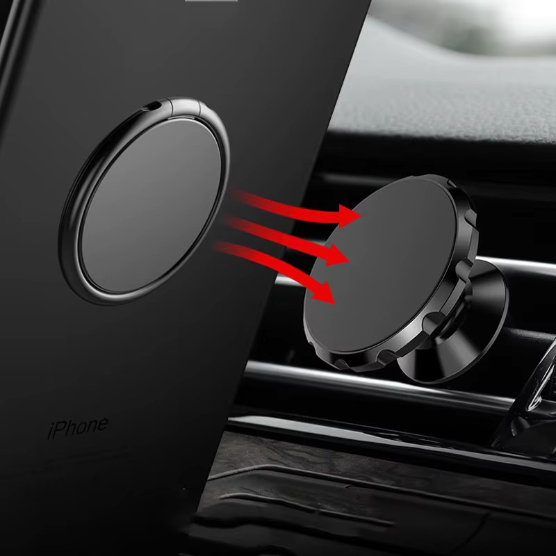 WSSHE Magnetischer Smartphone Halter mit 360 Grad Drehbarkeit und Metall Fingerring in Schwarz - Bild 4