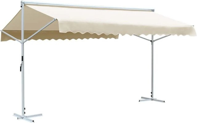 vidaXL Freistehende Markise in Creme mit PU-beschichtetem Polyester und pulverbeschichtetem Stahl, B: 500 cm, T: 300 cm, H: 300 cm - Bild 1