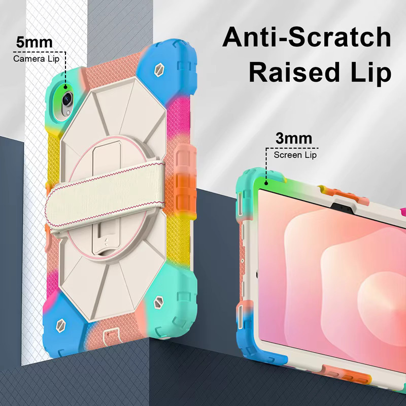 Samsung Schutzhülle für Galaxy Tab S11 11 Zoll SM-X730 SM-X736 mit Stifthalter, 360 Grad Rotation, Schultergurt und stoßfestem Design in Blau und Mehrfarbig - Bild 3