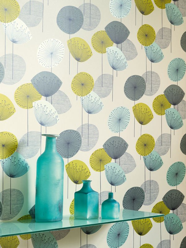 Sanderson Tapete Dandelion Clocks Buchfink in Blau Grau Multicolour mit botanischem Floral-Design im Retro-Stil - Bild 2