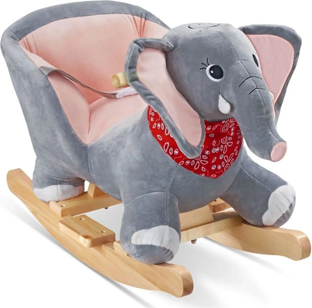 Tectake Schaukeltier Elefant Plüsch Grau mit Soundeffekt - Bild 1