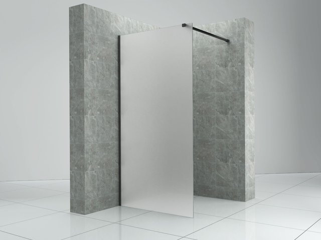 Fa-Bausysteme Walk-In Glasdusche aus Milchglas mit schwarzer Halterung, Breite: 130 cm - Bild 1