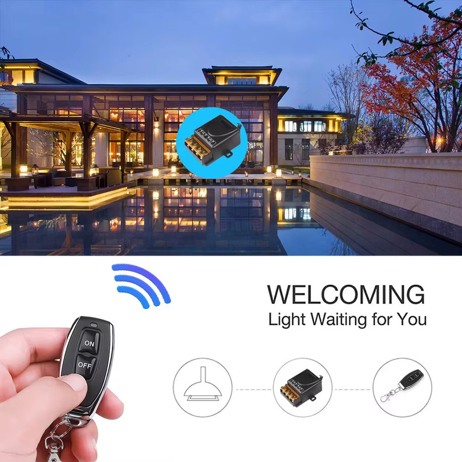 Universelle drahtlose Fernbedienung mit Relais als Ein/Aus-Sender für Licht, Lampe oder Wasserpumpe, 433MHz, AC 220V, Schwarz - Bild 6