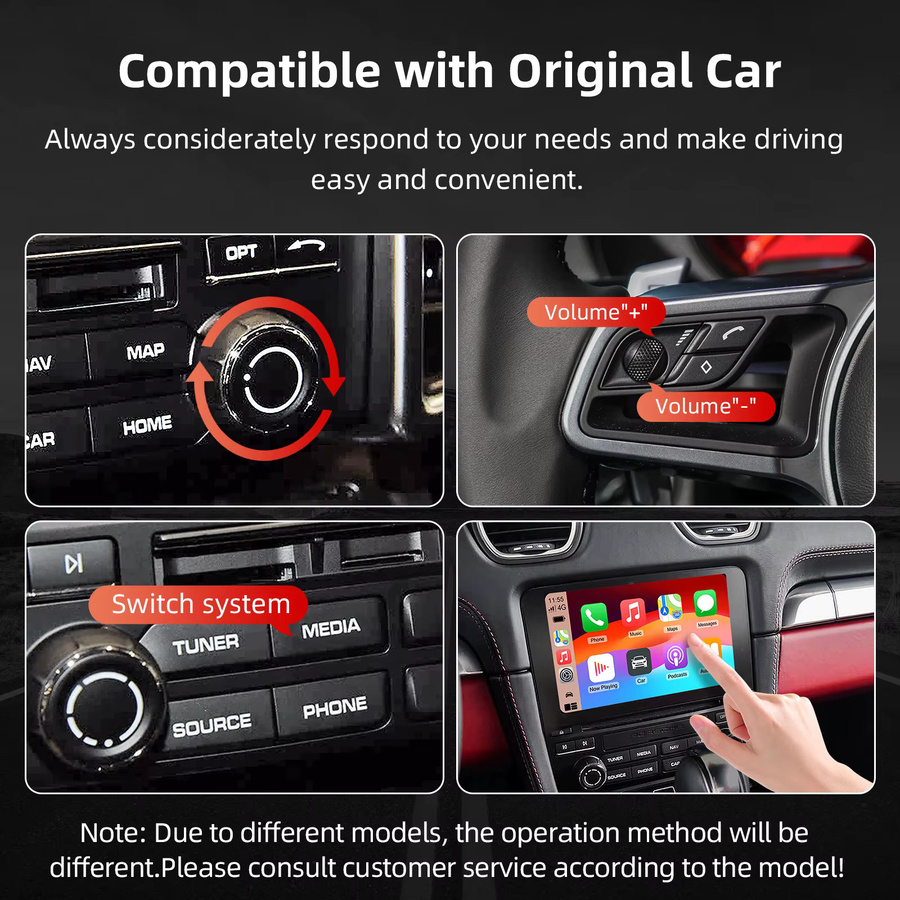 Ezonetronics Kabelloses CarPlay und Android Auto Nachrüstkit für Porsche PCM 4.0 in Schwarz mit Mirror Link Unterstützung - Bild 3