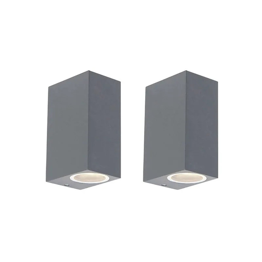 QAZQA Baleno II Set mit 2 modernen Wandleuchten in Anthrazit, dimmbar, IP44, Aluminium, für Außenbereich und Badezimmer - Bild 2