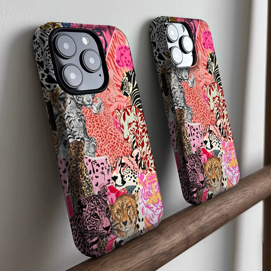 CaseLumi Matte Bumper Schutzhülle für iPhone 17 16 15 14 13 Pro Max mit MagSafe Kompatibilität Rosa Katzen-Collage - Bild 2