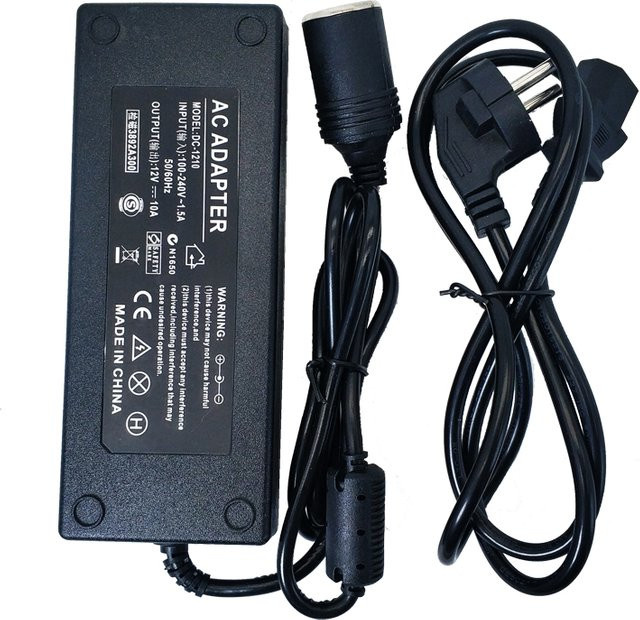 AEVYVKV Netzteil Konverter von 220V AC auf 12V DC für Auto-Zigarettenanzünder in Schwarz - Bild 1