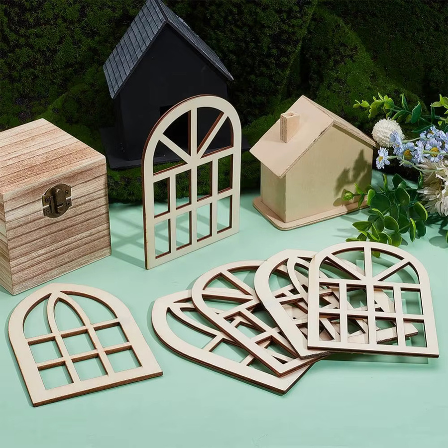 Bogen Miniatur-Fensterrahmen aus Holz, 12-teiliges Set, Maßstab 1:12 - Bild 3