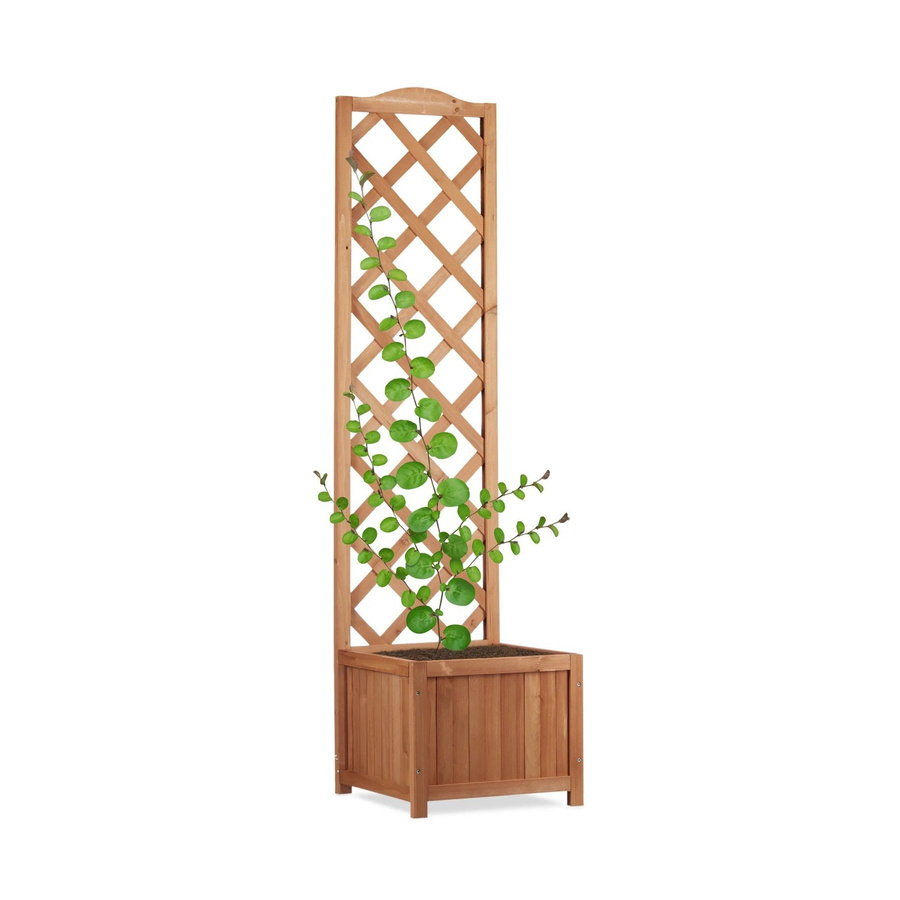 Relaxdays Rankkasten aus Tannenholz mit Rankgitter, wetterfest, braun, H: 147 cm, B: 38 cm, T: 38 cm - Bild 2