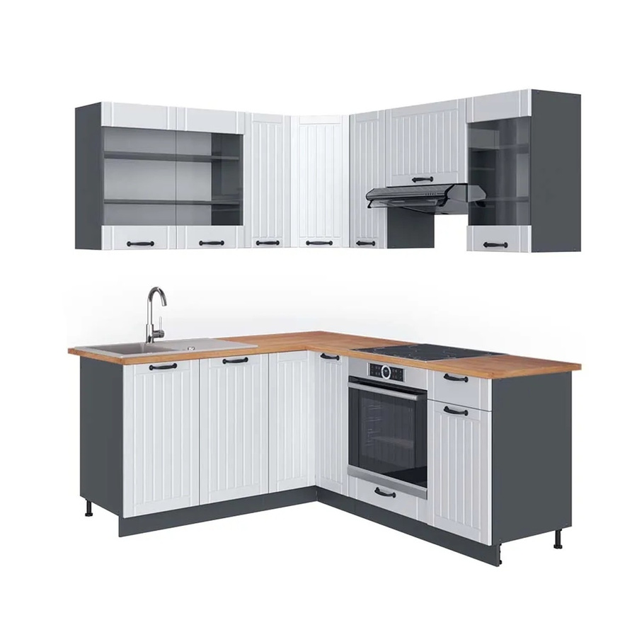 Vicco Fame-Line Eckküche im Landhausstil in Weiß und Anthrazit mit Eiche-Optik, B/T/H: 160 x 190 cm - Bild 2