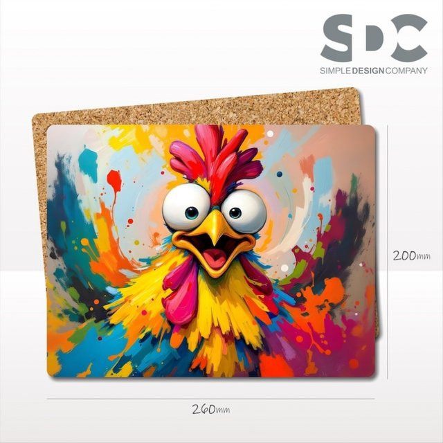 VIKAMA Tischsets mit Tiermuster Huhn und Ente, bunt, wasserdicht mit Korkrückseite - Bild 1