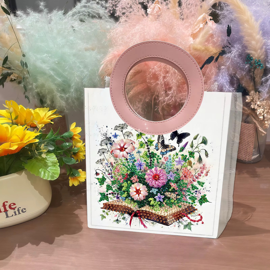 DIY Blumen-Diamant-Malerei Geschenktüte aus transparentem PVC mit Multicolour-Diamanten und Zubehör-Set - Bild 6