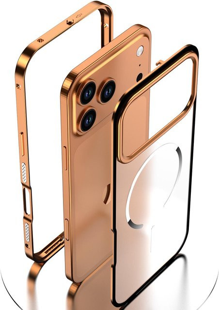 MagSafe iPhone Hülle aus Aluminiumlegierung mit abnehmbarem Metallrahmen und mattem Finish in Gold für iPhone 13 bis iPhone 17 Pro Max - Bild 1
