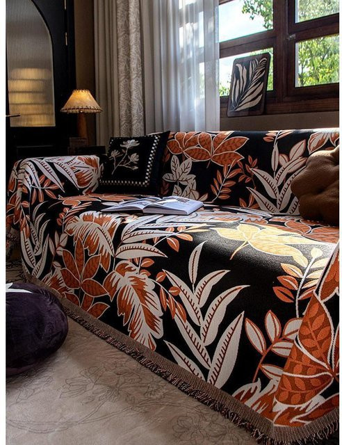 Super Six Sofatuch aus Chenille mit floralem Muster und rutschfester Oberfläche, B/H: 180 x 130 cm - Bild 1