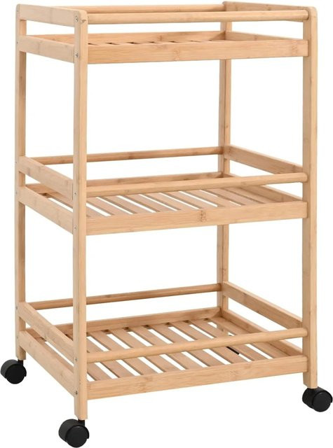 vidaXL Küchenwagen aus Bambus mit Rädern in Beige, B/T/H: 46 x 38 x 76 cm - Bild 1