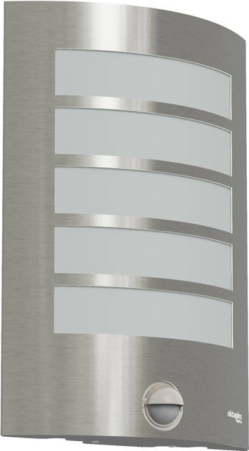 Oktaplex Alto Außenleuchte Wandlampe mit Bewegungsmelder und Dämmerungssensor, Edelstahl und Glas, Farbe: Silber, IP44 - Bild 1
