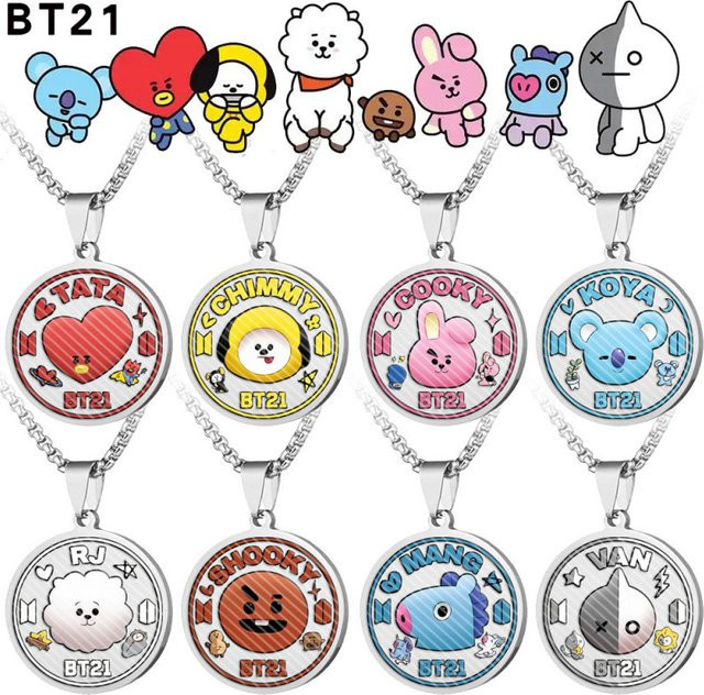 LINE FRIENDS BT21 Kette, Edelstahl, Silber, Unisex - Bild 1