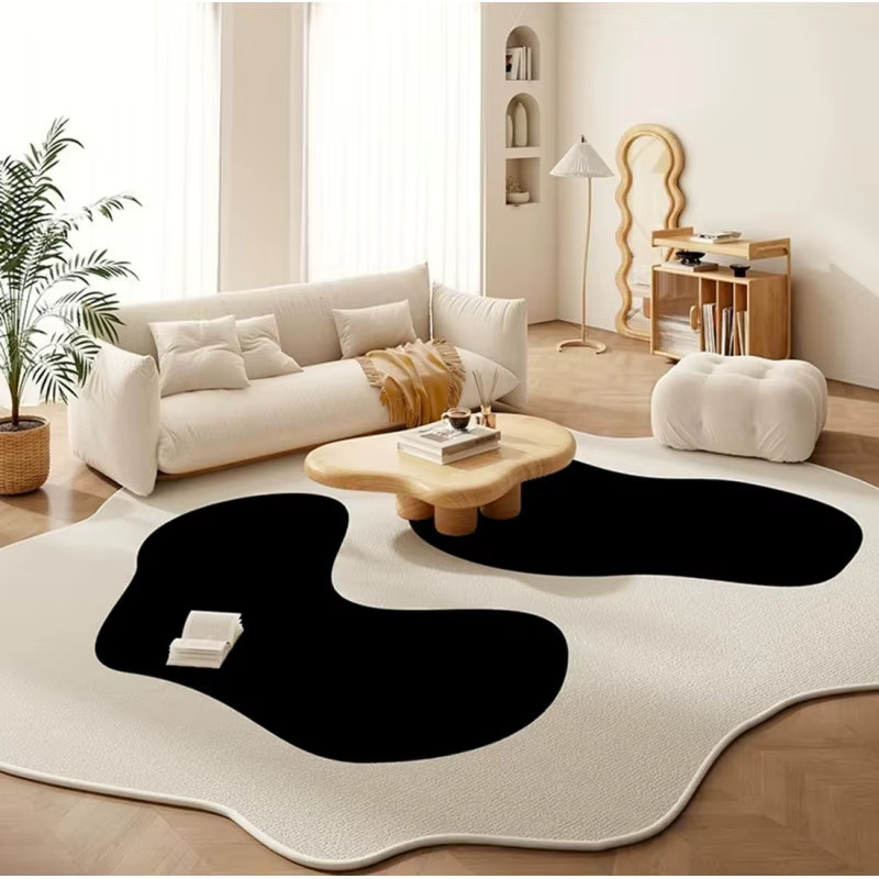 VIKAMA Minimalistischer Teppich in Organischem Design, Unregelmäßige Matte in Multicolour, Rutschfest und Pflegeleicht für Wohnzimmer, Schlafzimmer oder Büro, B: 200 cm, T: 160 cm - Bild 1