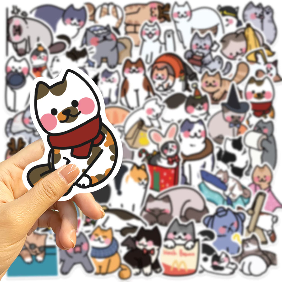 MRJIAANGSON Kawaii Katzen Tier Graffiti Aufkleber, 50-teiliges Set, multicolor - Bild 2