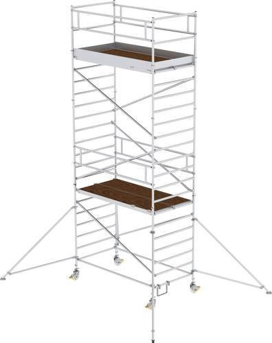MUNK Günzburger Steigtechnik Alu-Rollgerüst mit verstellbaren Auslegern und Doppelplattform in Silber, Arbeitshöhe: 7,4 m - Bild 1