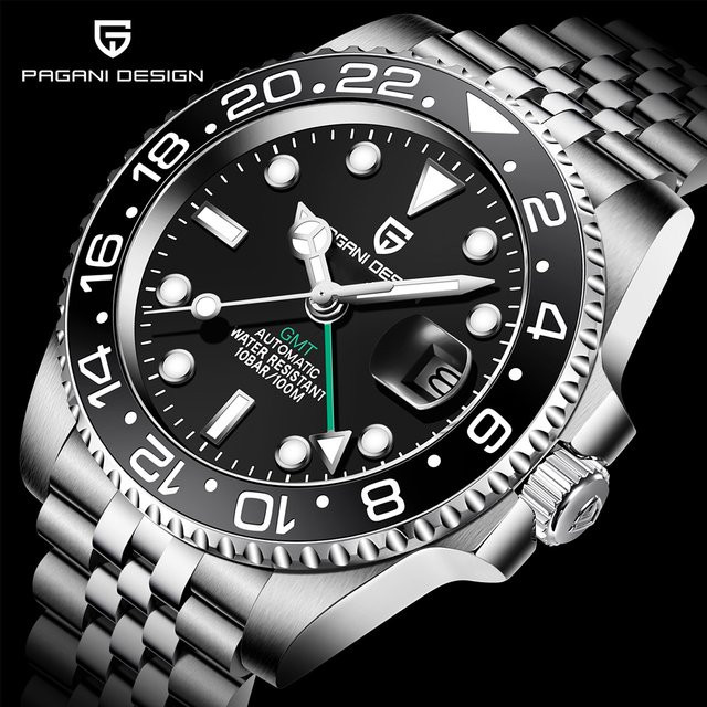 PAGANI DESIGN Armbanduhr, GMT, Edelstahl, Saphirglas, 40 mm, Herren - Bild 1