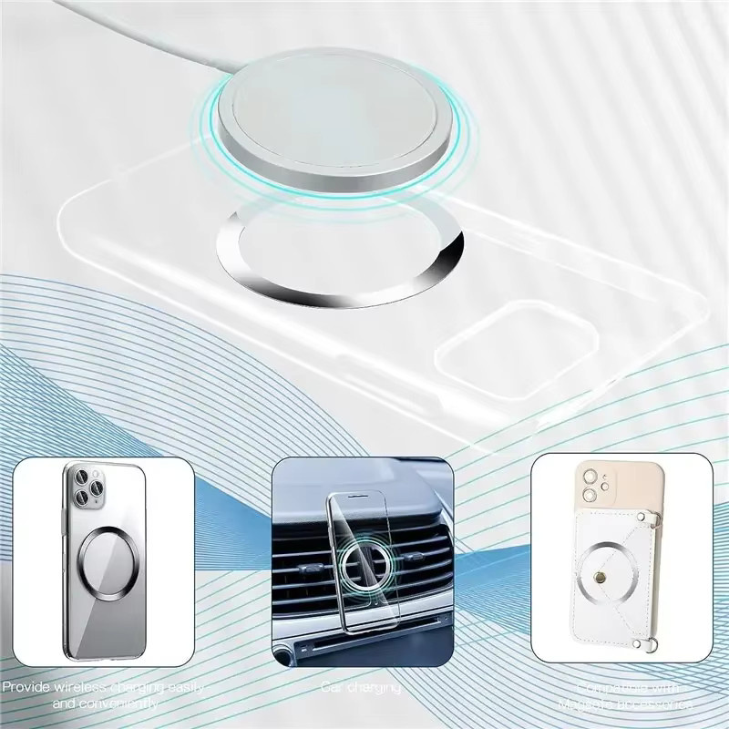 10er Set VIKEFON Magnetische Metallplatten in Silber als Universal Pad Aufkleber für iPhone, Samsung, Xiaomi und kabelloses Laden sowie Auto-Telefonhalterungen - Bild 2