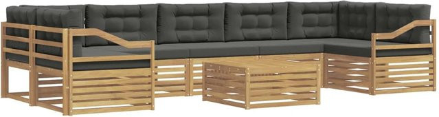 vidaXL Outdoor-Sofagarnitur aus Massivholz Akazie in L-Form mit Polstern, 8-teiliges Set in Weiß und Anthrazit - Bild 1