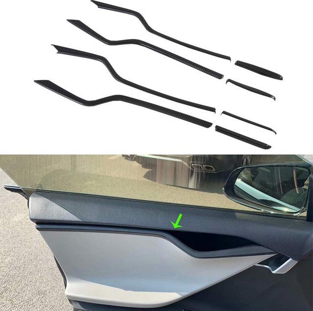 Tesla Modell S 2014-2017 Türverkleidung Innenverkleidung Autozubehör, 8 Stück, Schwarz - Bild 1