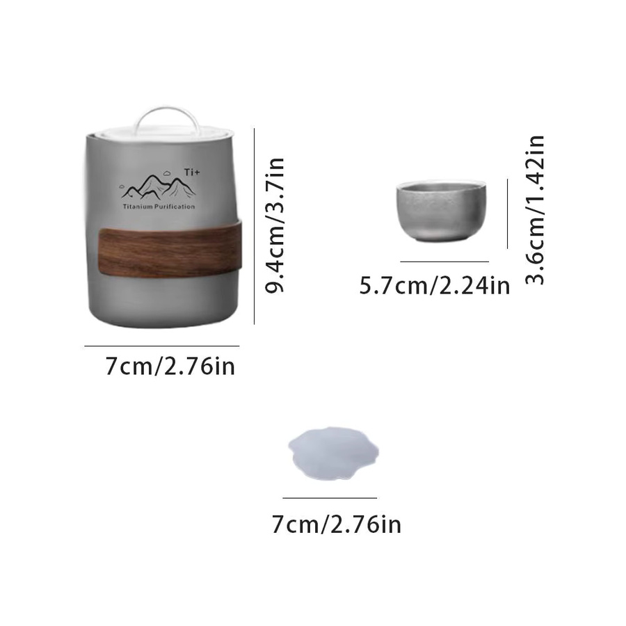 Ti+ Camping Kaffeetasse und Teetasse aus doppelwandigem Material in Silber mit tragbarer Aufbewahrungstasche - Bild 4