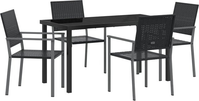 vidaXL Garten Essgruppe 5-teilig aus Poly Rattan und Glas in Schwarz - Bild 1