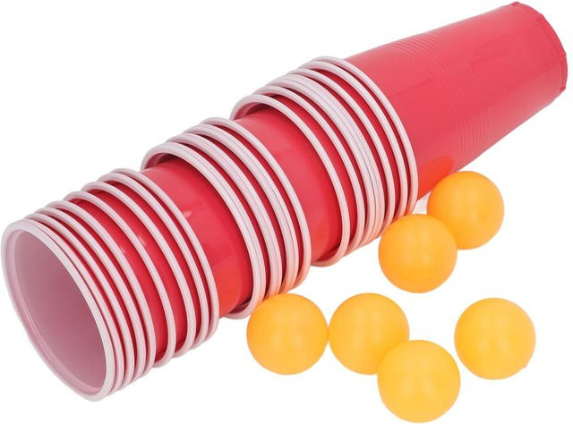 PULUZ 2 Beer Pong Spielbecher, 24 Becher, 24 Tischtennisbälle, Rot, Kunststoff - Bild 1