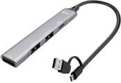 i-tec USB-Kombi-Hub aus Metall mit USB-A und USB-C, 1x USB-C 3.1 und 3x USB 2.0, Silber - Bild 1