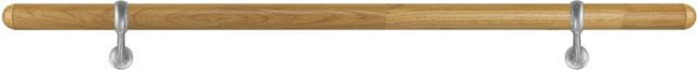 Treba Handlauf-Set H22 aus Holz in Eiche Lackiert mit Edelstahl-Optik, Länge: 150 cm, Durchmesser: 4,2 cm - Bild 1