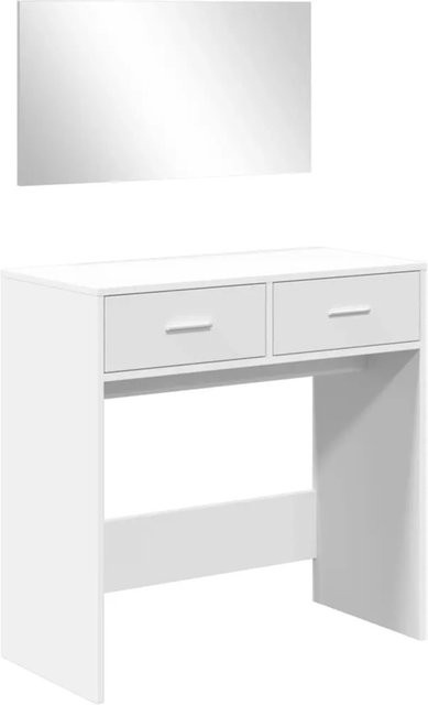 vidaXL Schminktisch mit Spiegel in Weiß, modernes Design aus Holzwerkstoff und Glas, B/T/H: 80 x 39 x 80 cm - Bild 1