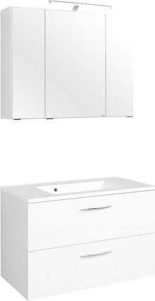 HELD MÖBEL Waschtisch-Set Portofino in Weiss mit LED-Beleuchtung, Wandmontage, B/H/T: 80 x 54 x 47 cm - Bild 1