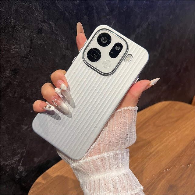 Oppo Handyhülle mit 3D-Streifen-Design und Metall-Lackierung in Schwarz für FIND X9, X8, S Pro und Ultra - Bild 1