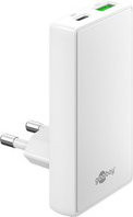 Goobay Dual-Schnelladegerät mit USB-C und USB-A, GaN-Technologie, 90 Grad Winkel, Weiß - Bild 1