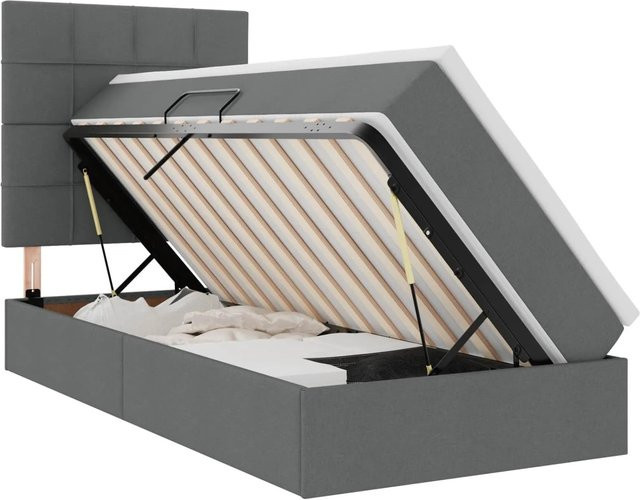 vidaXL Bett mit Stauraum und LED in Dunkelgrau, B/T: 100 x 200 cm - Bild 1