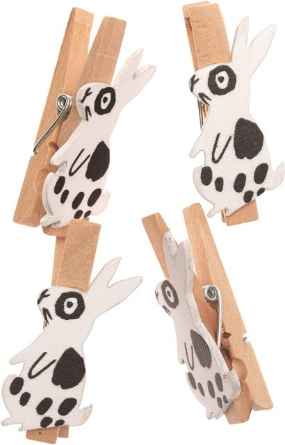 Rico Design Dekoklammern Hase in Weiß aus Holz, 4 Stück - Bild 1