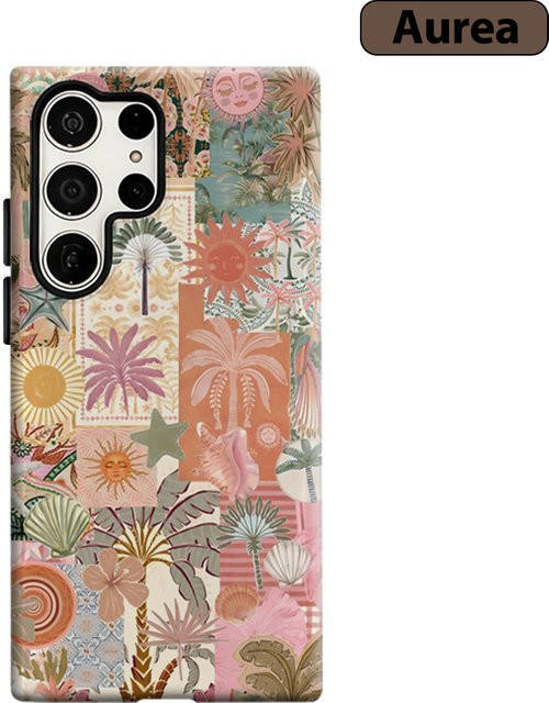 Stoßfeste Doppelschicht Handyhülle mit Tropische Collage Design für Samsung Galaxy S25 Ultra, S24, S23 Ultra und S23 Plus in Multicolour - Bild 1
