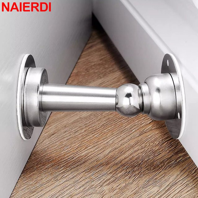 NAIERDI Magnetischer Türstopper aus Edelstahl in Silber für Wand- und Bodenmontage ohne Bohren - Bild 1